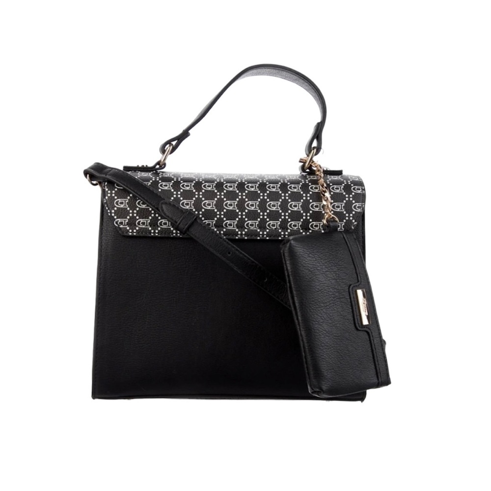 NWT Dune London Black Handbag with Patterned Flap